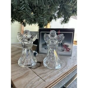 VTG Centurion Collection Angel Candle Holders Set of 2 Glass W/Box About 4 Inch